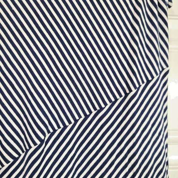 SOMA Size M Blue/White Striped Sleeveless Rayon Asymmetrical Hem Midi Dress - Picture 2 of 5